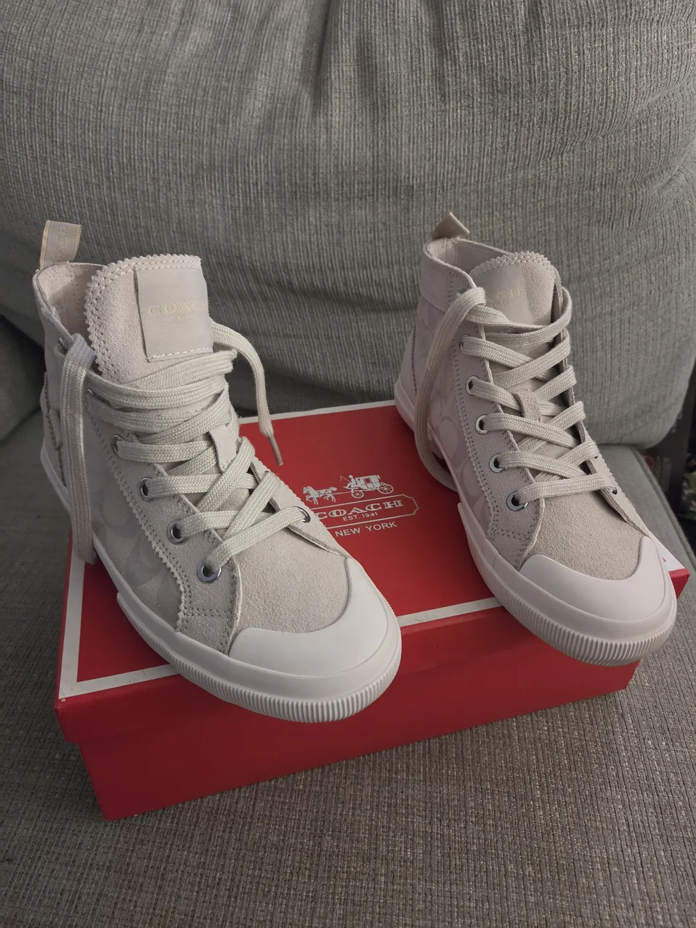 Coach Women's Pale Blush High-Top Sneakers